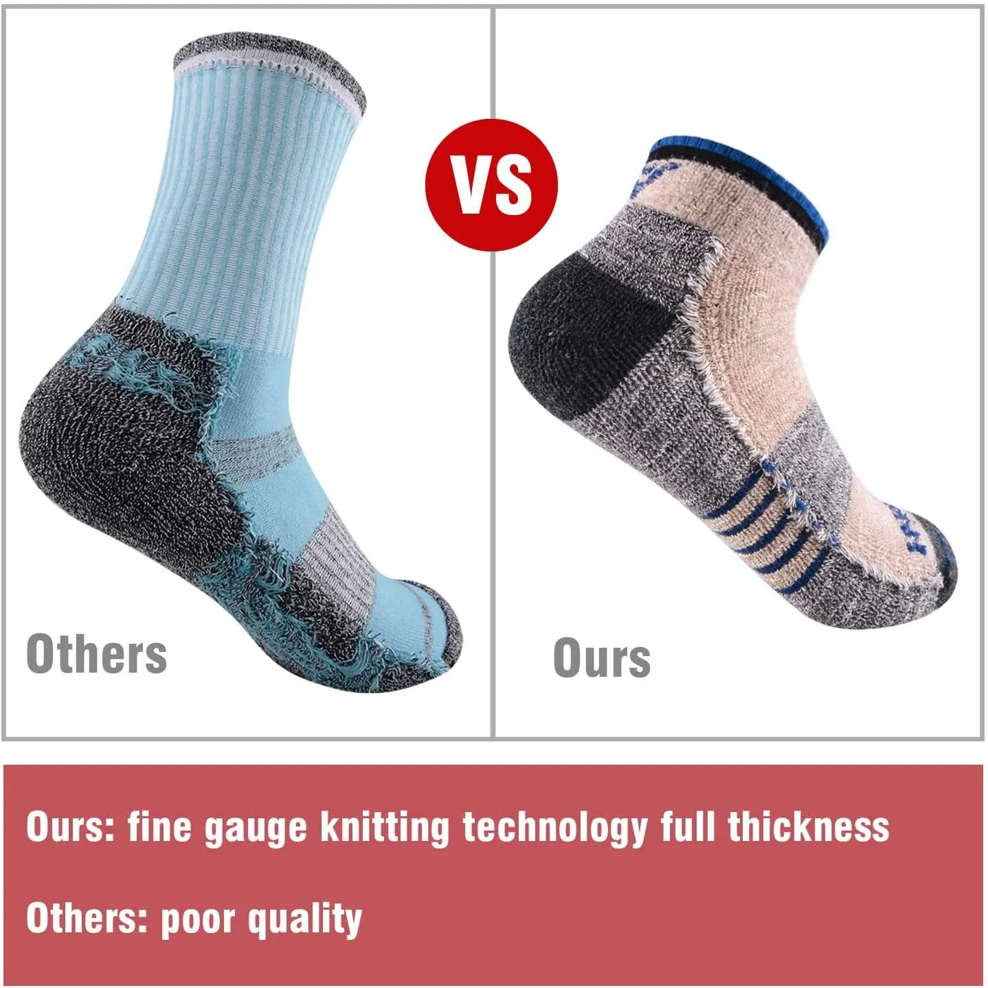 FEIDEER Men's Hiking Walking Socks, Multi-Pack Wicking Cushioned Outdoor Recreation Hiking Socks