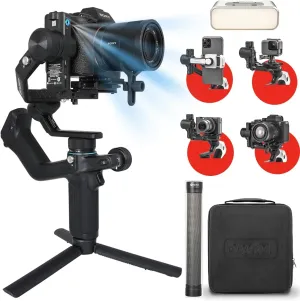 FeiyuTech SCORP Mini 2 Kit Gimbal Stabilizer for Camera, Built-in AI Tracker,Fill Light,Bag,Extension Rod, Native Vertical Shooting, All in 1 Gimbal for Sony/Canon/Nikon/Panasonic/Action Camera/Phone