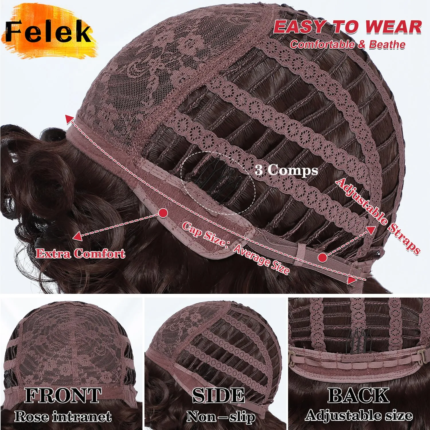 Felek Short Curly Afro Wigs with Bangs for Black Women Short Burgundy Afro Big Curly Wig for Women Synthetic Heat Resistant Cute Bouncy Loose Curly Wigs for Women (14 Inch, BUG)