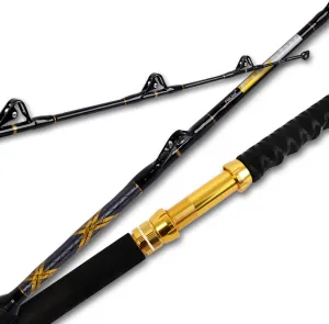 Fiblink 1-Piece Saltwater Offshore Trolling Rod Big Game Rod Conventional Boat Fishing Pole (5’6”, 6’, 6’6”)