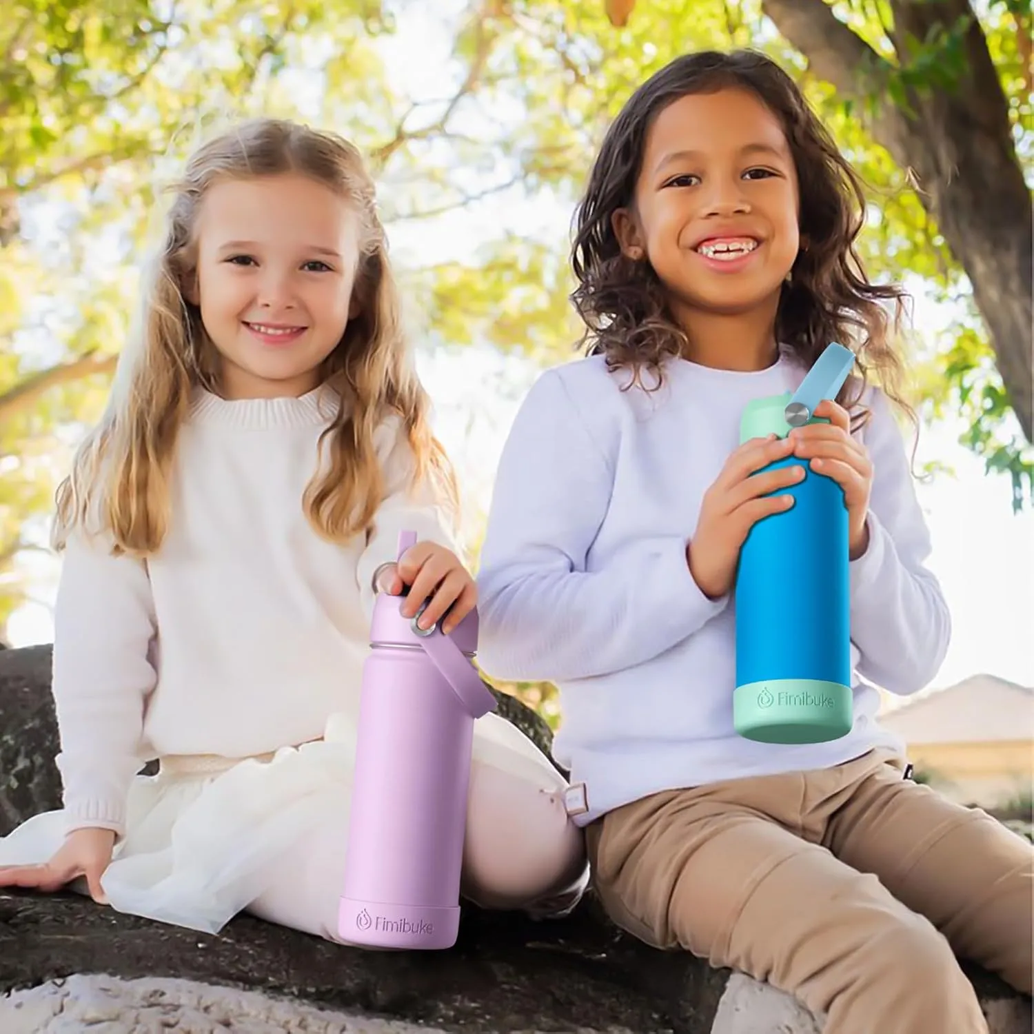Fimibuke Kids Insulated Water Bottle, 18oz BPA FREE 18/8 Stainless Steel Kids Cup with Straw Travel Tumbler Double Wall Vacuum Leak Proof Toddler Water Bottle for School Boys Girls(1 Pack, Blush)