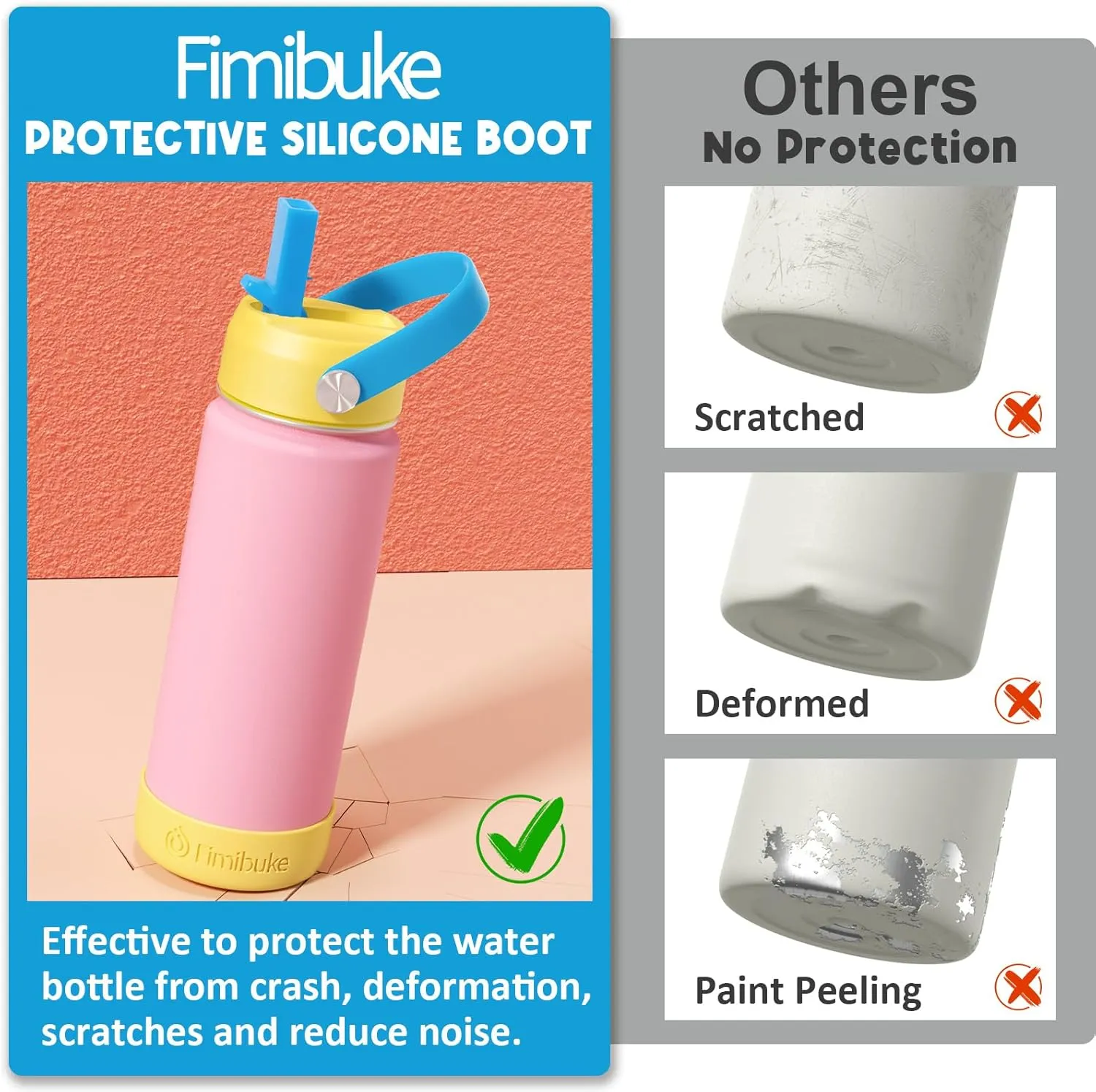 Fimibuke Kids Insulated Water Bottle, 18oz BPA FREE 18/8 Stainless Steel Kids Cup with Straw Travel Tumbler Double Wall Vacuum Leak Proof Toddler Water Bottle for School Boys Girls(1 Pack, Blush)