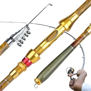 Fishing Rod 1.8-3.6M Telescopic Fishing Rod M Power Carbon Fiber Pole Travel Rod Carp Fishing Tackle Fishing Gifts(1.8m)