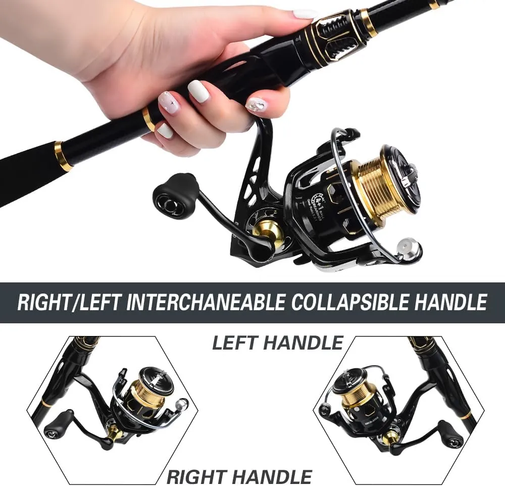 Fishing Rod and Reel Combo - Carbon Fiber Telescopic Fishing Pole with 2000 Spinning Reel Combos - Sea Saltwater Freshwater Ice Bass Fishing Tackle Set Fishing Rods Kit Fishing Poles and Reels Combo