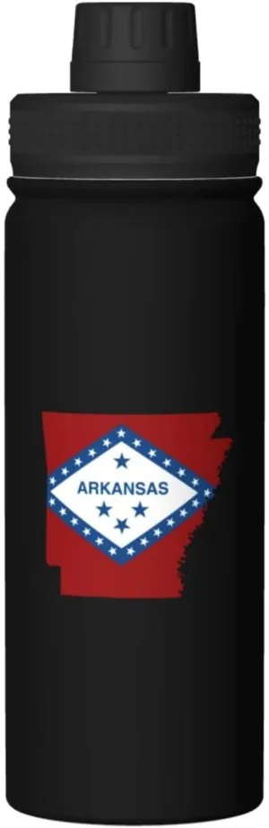 Flag Map of Arkansas Water Bottle 18OZ Stainless Steel Insulated Water Bottles With Spout Lid Sports Keep Cold and Hot Water Bottle For Biking Hiking