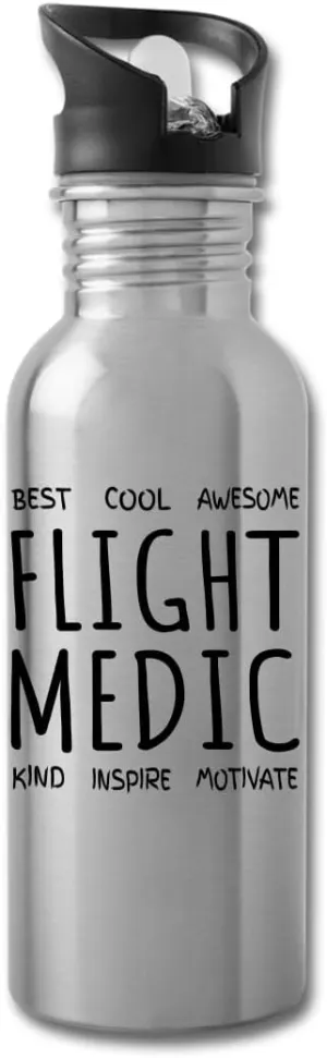 Flight Medic Water Bottle Gifts Funny Appreciation Thank You For Men Women 20 fl oz Bottle Silver