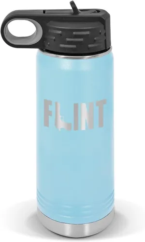 Flint Water Bottle 20 oz - Laser Engraved w/Flip Top Removable Straw - Polar Camel - Stainless - Vacuum Insulated - Drinkware - Michigan mi Dangerous