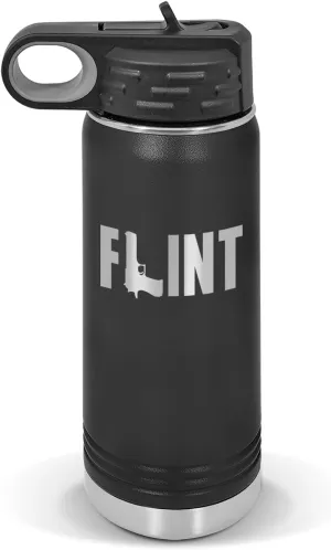 Flint Water Bottle 20 oz - Laser Engraved w/Flip Top Removable Straw - Polar Camel - Stainless - Vacuum Insulated - Drinkware - Michigan mi Dangerous