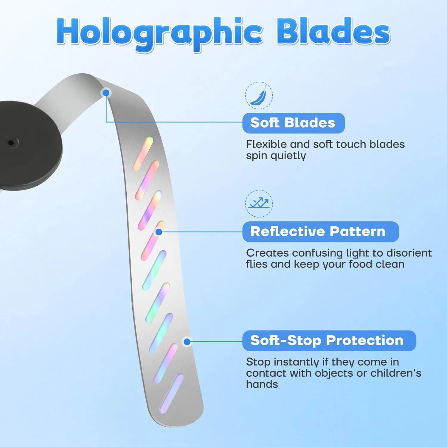 Fly Fans for Tables, Bug Fans with Holographic Blades, Battery Operated Fly Repellent Fan, Keep Flies Away from Picnic, BBQ, Restaurant, Party, Indoor and Outdoor, 4 Pack