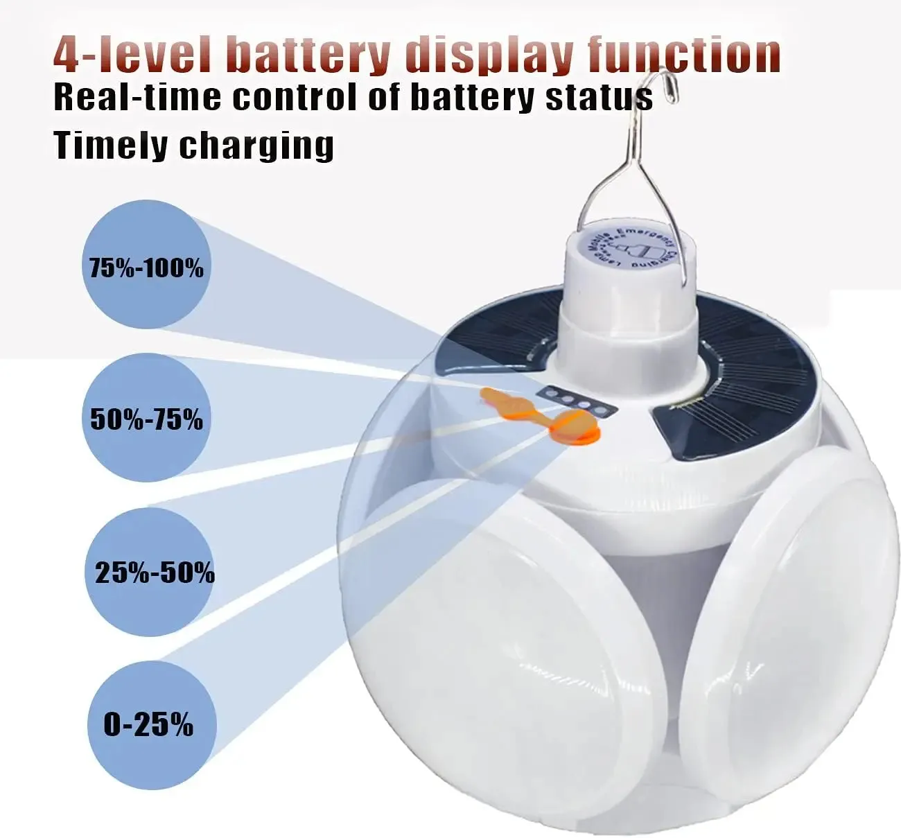 Folding Solar Camping Lantern Led Rechargeable Outdoor Hanging Tent Lamp Folding LED Football Bulbs With Hook Emergency Lights