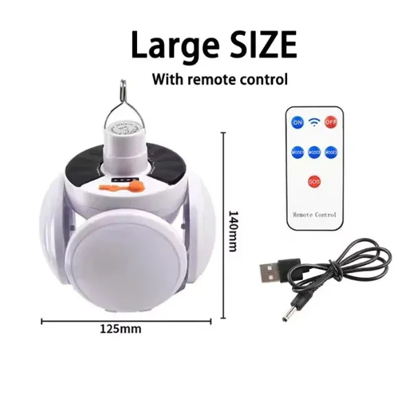 Folding Solar Camping Lantern Led Rechargeable Outdoor Hanging Tent Lamp Folding LED Football Bulbs With Hook Emergency Lights