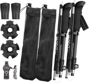 Folding Trekking Poles, Hiking Travel Poles, Hiking Equipment, Lightweight Trekking Poles, Suitable for Men and Women, The Elderly and Children，with an Outdoor Compass