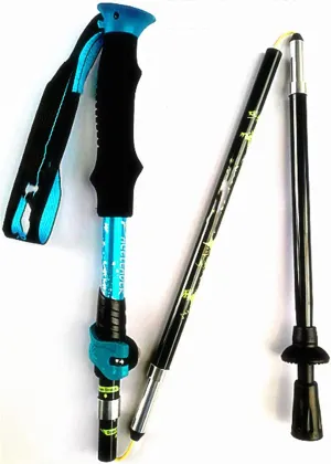 Folding Walking Stick-Outer Lock Trekking Pole-Handle Telescopic Wand-Lightweight Female Male-100-115Cm, 5 Sections Adjustable,Blue