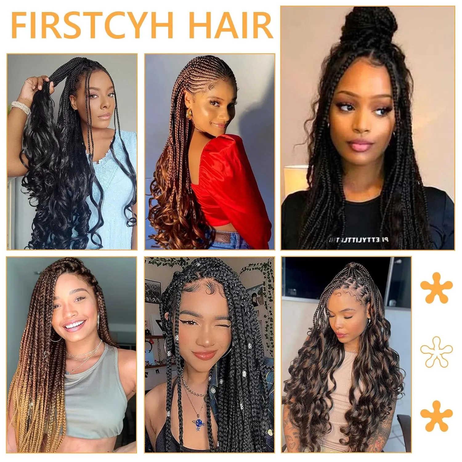 French Curl Braiding Hair 22 Inch 1B Loose Wavy Pre Streched Braiding Hair for Black Women Crochet Braids Hair Extensions(7Packs), 1B)