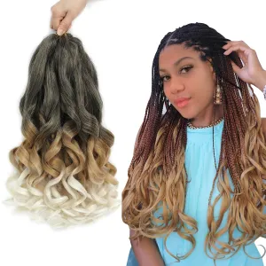 French Curl Braiding Hair Pre Stretched 16 Inch Braiding Hair 1B/27/613 Loose Wavy Pre Streched Braiding Hair for Black Women (16 Inch(7Packs), 1B/27/613)