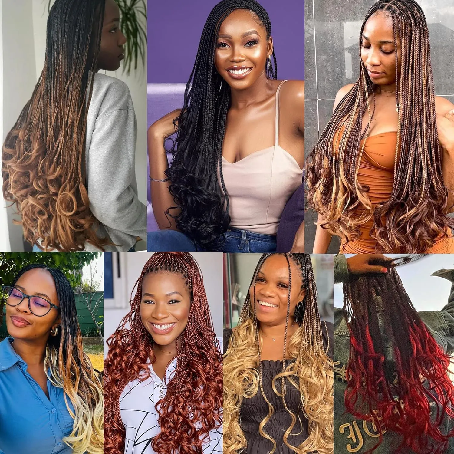 French Curl Crochet Braids 18 Inch 6 Packs Goddess Box Braids Crochet Hair Pre Looped French Curly Braiding Hair Crochet Box Braids With Curly Wavy Ends Synthetic Hair Extensions (#1B/30)