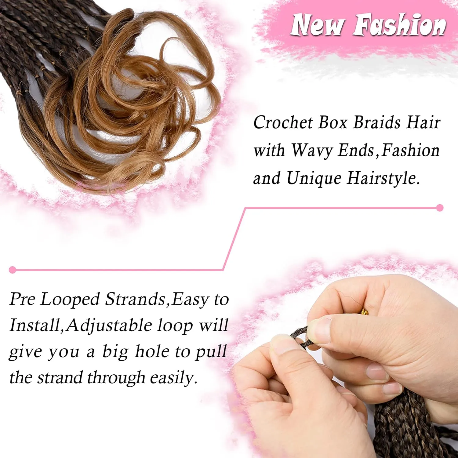 French Curl Crochet Braids 18 Inch 6 Packs Goddess Box Braids Crochet Hair Pre Looped French Curly Braiding Hair Crochet Box Braids With Curly Wavy Ends Synthetic Hair Extensions (#1B/30)