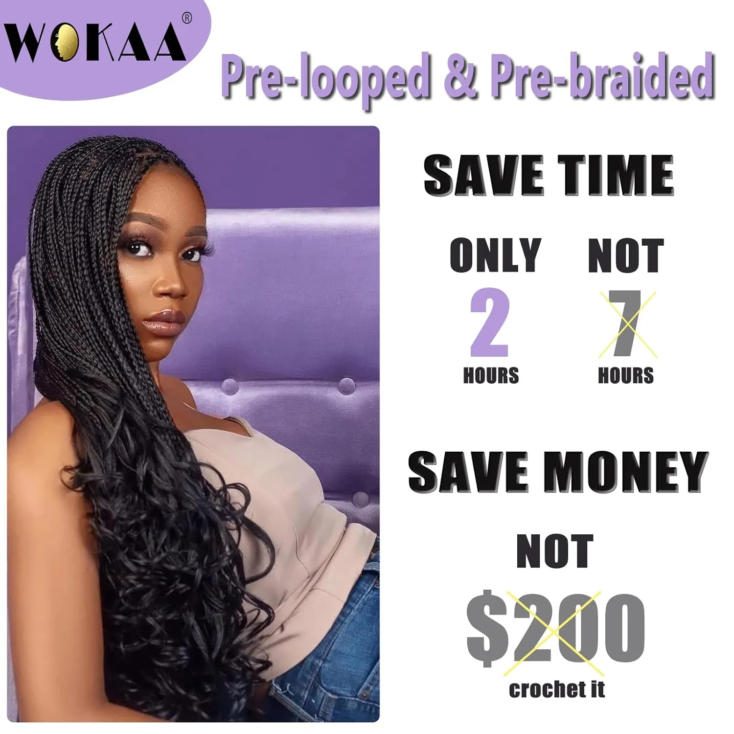 French Curl Crochet Braids 22 Inch 8 Packs Goddess Box Braids Crochet Hair for Women Ginger Pre Looped Crochet Box Braids with Curly Ends Synthetic French Curly Braiding Hair Extensions (350#)