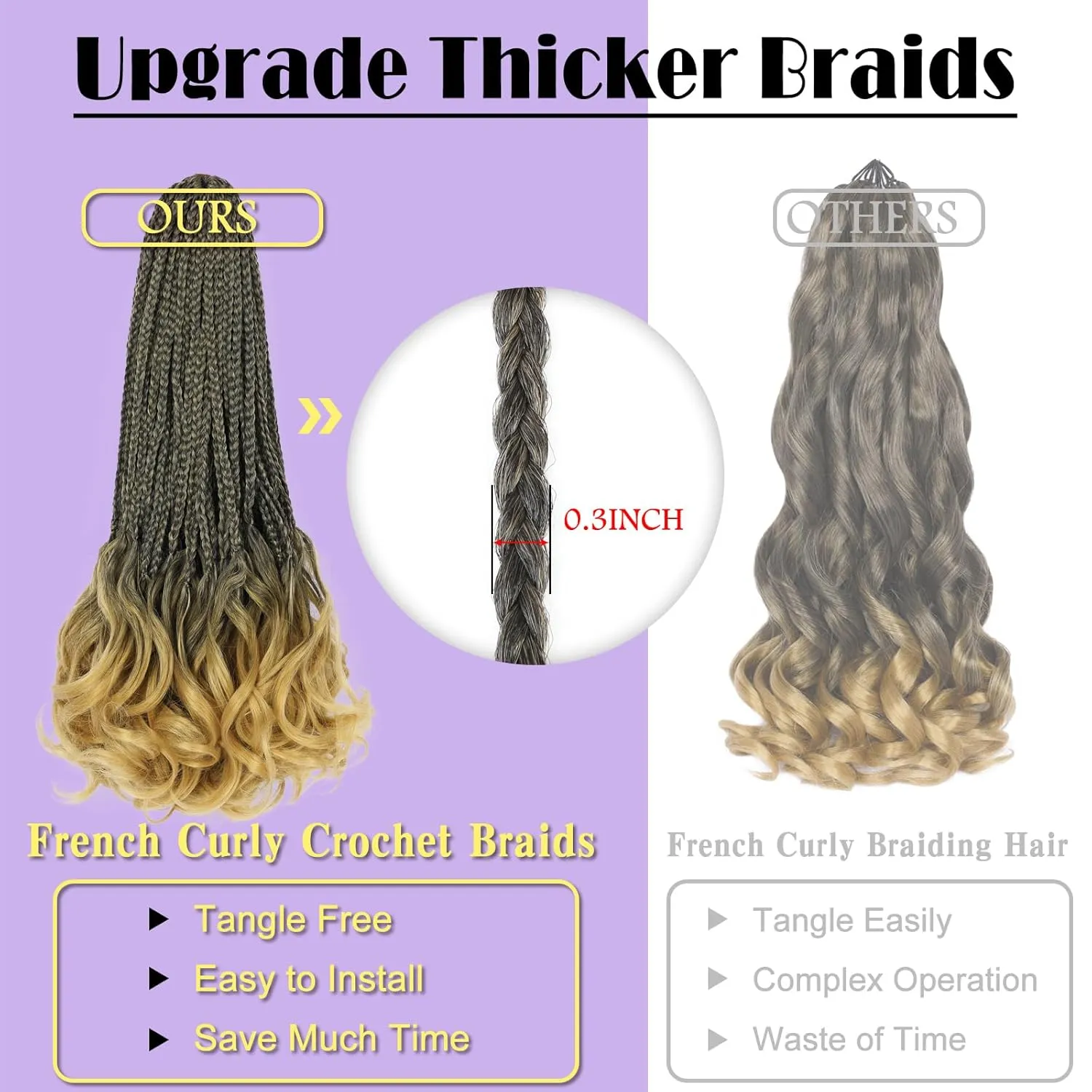 French Curl Crochet Braids 22 Inch 8 Packs Goddess Box Braids Crochet Hair for Women Pre Looped Crochet Box Braids with Curly Ends Synthetic French Curly Braiding Hair Extensions (1B/27)