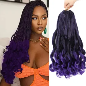 French Curl Pre Stretched 22 Inch Loose Wavy Braiding Hair for Black Women - Crochet Braids Hair Extensions (7Packs), 1B/Purple)