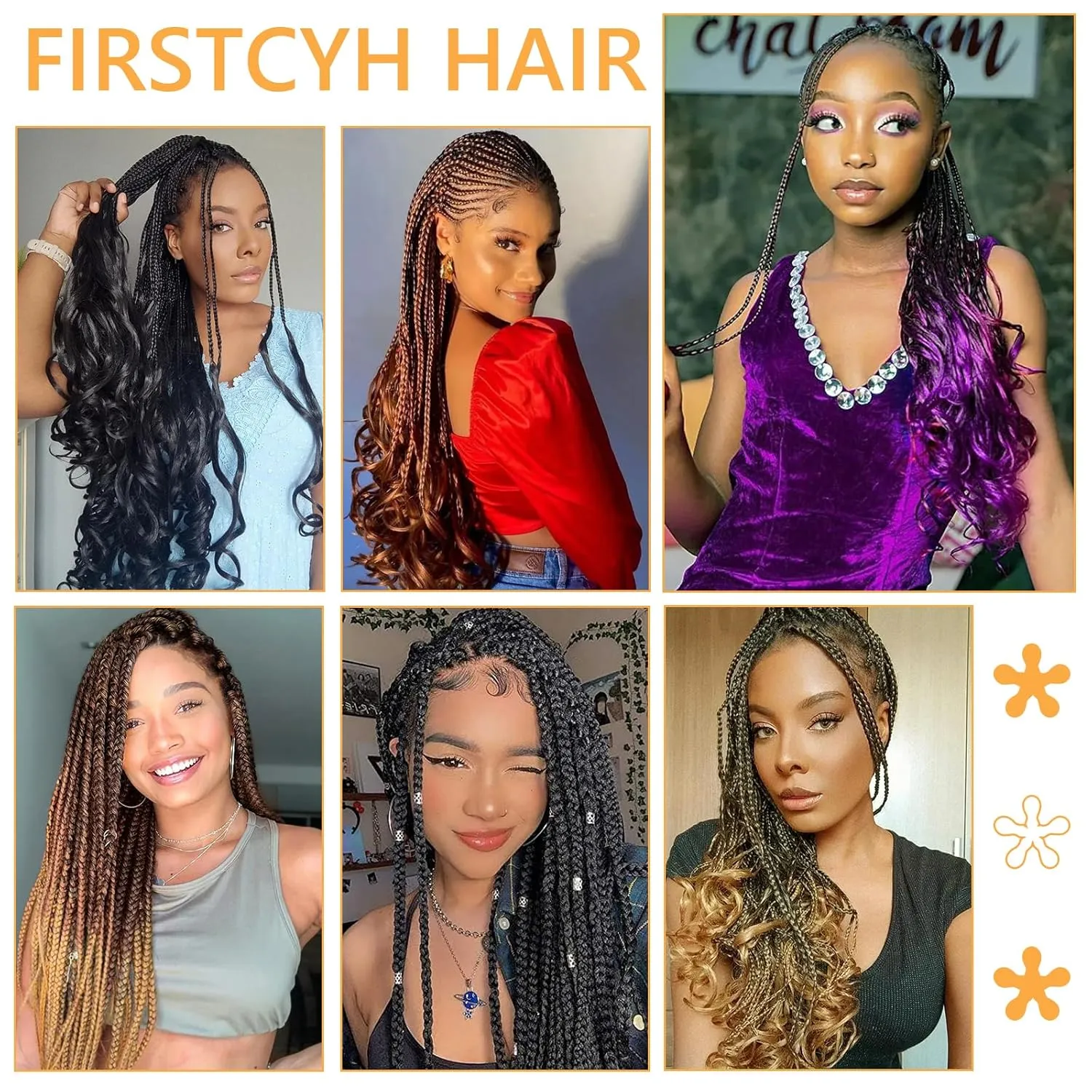 French Curl Pre Stretched 22 Inch Loose Wavy Braiding Hair for Black Women - Crochet Braids Hair Extensions (7Packs), 1B/Purple)