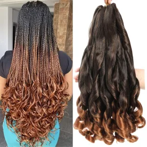 French Curl Pre-Stretched Braiding Hair 22 Inch 1B/30 Loose Wavy for Black Women (7 Packs)