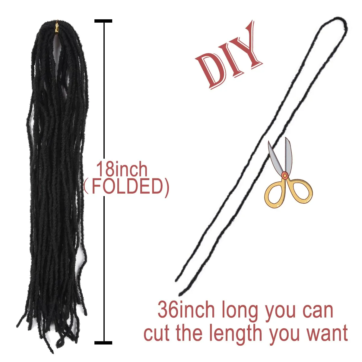 Fuax Locs Crochet Hair Super Lightweight Micro Locs 4 Pack Sister Locs Crochet Hair Synthetic braids Hair Extensions (#BUG, 18 inches)