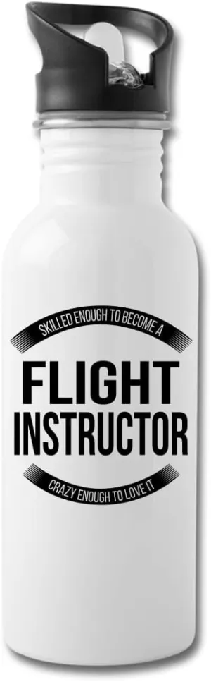 Funny Flight Instructor Gifts Water Bottle For Coworkers Employees Men Women 20 fl oz Bottle White