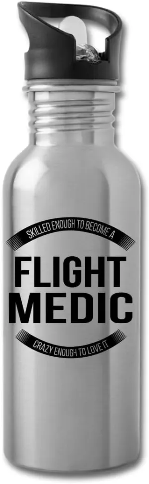 Funny Flight Medic Gifts Water Bottle For Coworkers Employees Men Women 20 fl oz Bottle Silver