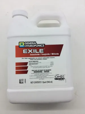 General Hydroponics GL56722073 722073 Exile Insecticide Fungicide/Miticide, Quart, White Outdoor-and-Patio-Products, Natural