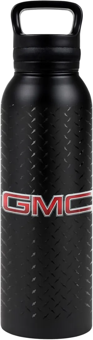 Gmc OFFICIAL Truck Logo 24 oz Insulated Canteen Water Bottle, Leak Resistant, Vacuum Insulated Stainless Steel with Loop Cap