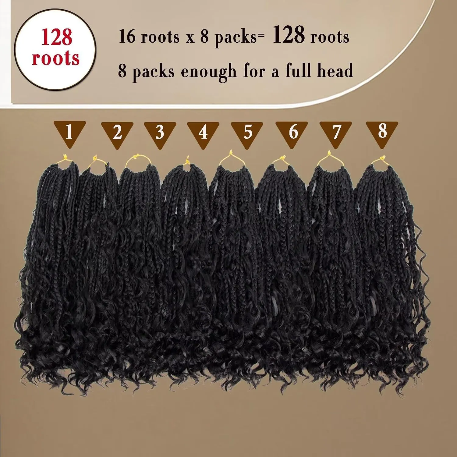 Goddess Box Braids Crochet Hair 14inch Boho 3X Crochet Braids with Curly Ends 8 Packs Protective Hairstyle Synthetic Braiding Hair Extensions for Black Women (14 Inch, 1B)