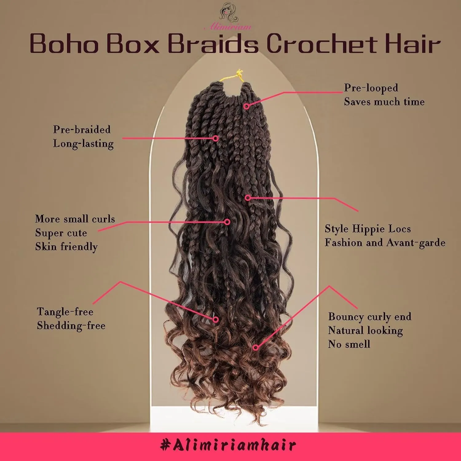 Goddess Box Braids Crochet Hair 8 Packs Crochet Box Braids with Curly End 14 Inch Protective Hairstyle Pre Looped Synthetic Crochet Hair for Black Women(#1B/30)