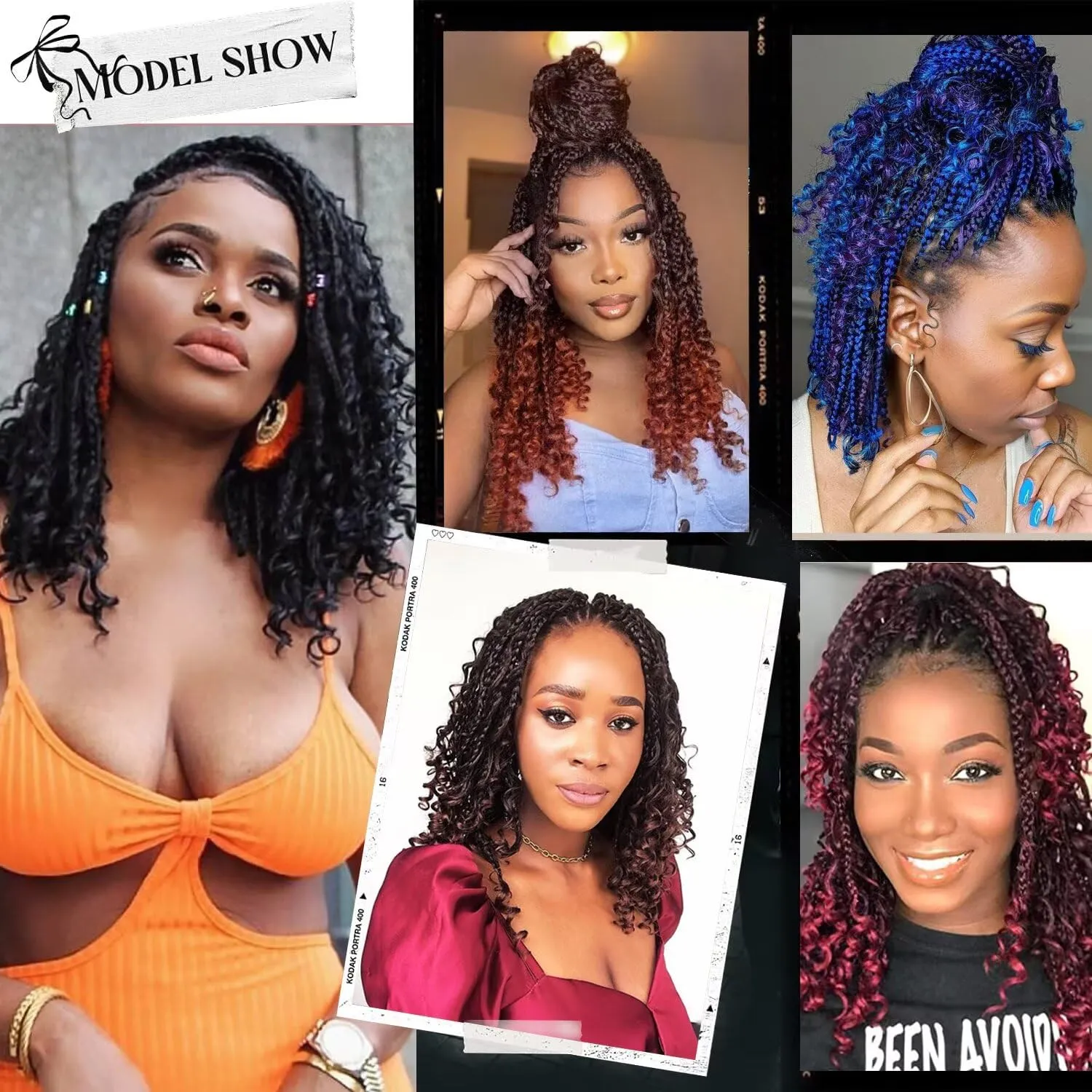 Goddess Box Braids Crochet Hair 8 Packs Crochet Box Braids with Curly End 14 Inch Protective Hairstyle Pre Looped Synthetic Crochet Hair for Black Women(#1B/30)