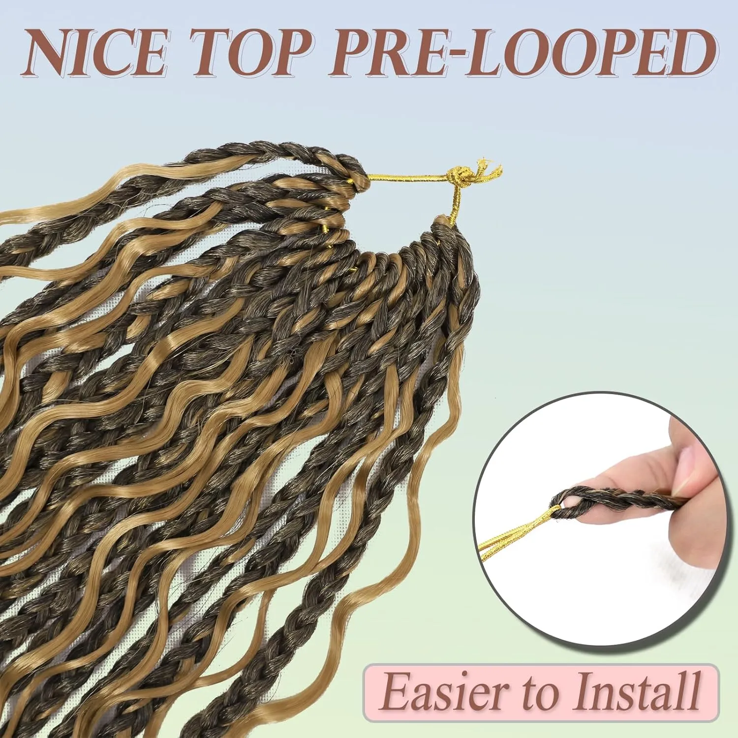 Goddess Box Braids Crochet Hair for Black Women 24 Inch 7 Packs Boho Crochet Box Braids with Curly Ends Pre Looped Bohomian Synthetic Crochet Braiding Hair Extensions 1b/27
