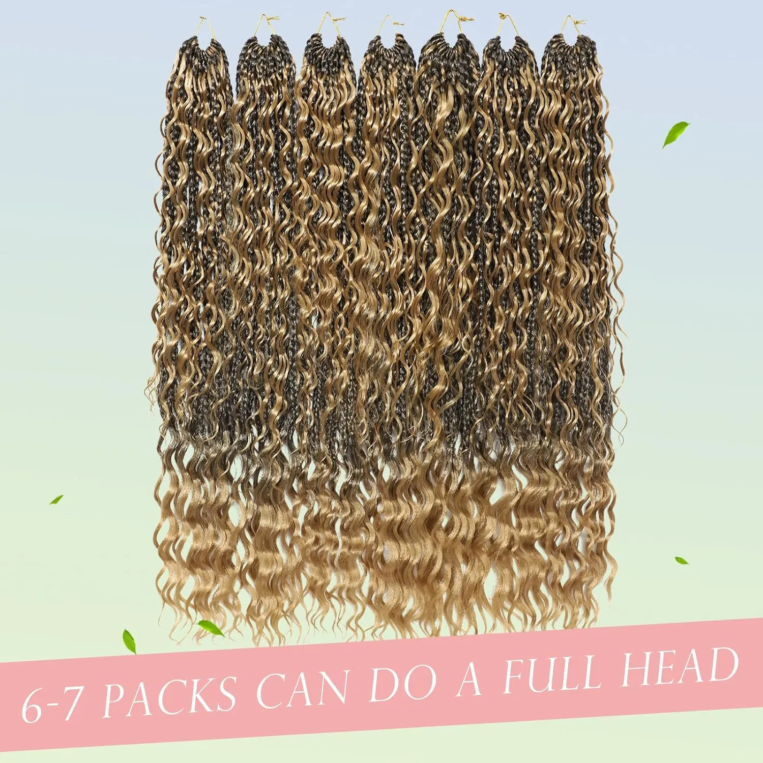 Goddess Box Braids Crochet Hair for Black Women 24 Inch 7 Packs Boho Crochet Box Braids with Curly Ends Pre Looped Bohomian Synthetic Crochet Braiding Hair Extensions 1b/27