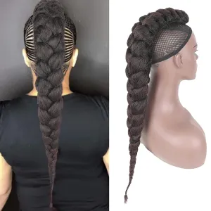 Goddess Braided Ponytail Mohawks Wig Braided High Ponytail Extension for Black Women Goddess Fishtail Braid Ponytail extension Black Yaki Straigh Ponytail Faux Hawk Clip in Ponytail Hair Extensions