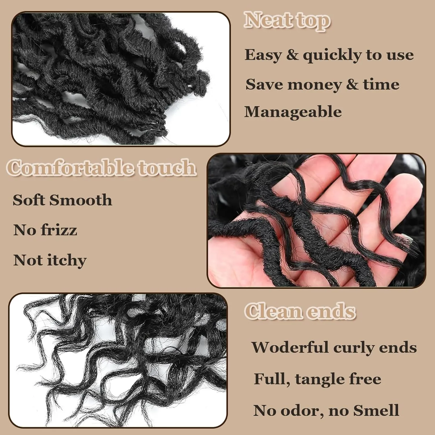 Goddess Locs Crochet Hair for Black Women, Pre-looped Faux Locs with Curly Ends Long River Locs Crochet Hair for Black Women Hair Extensions(1B/BUG,18 Inch)