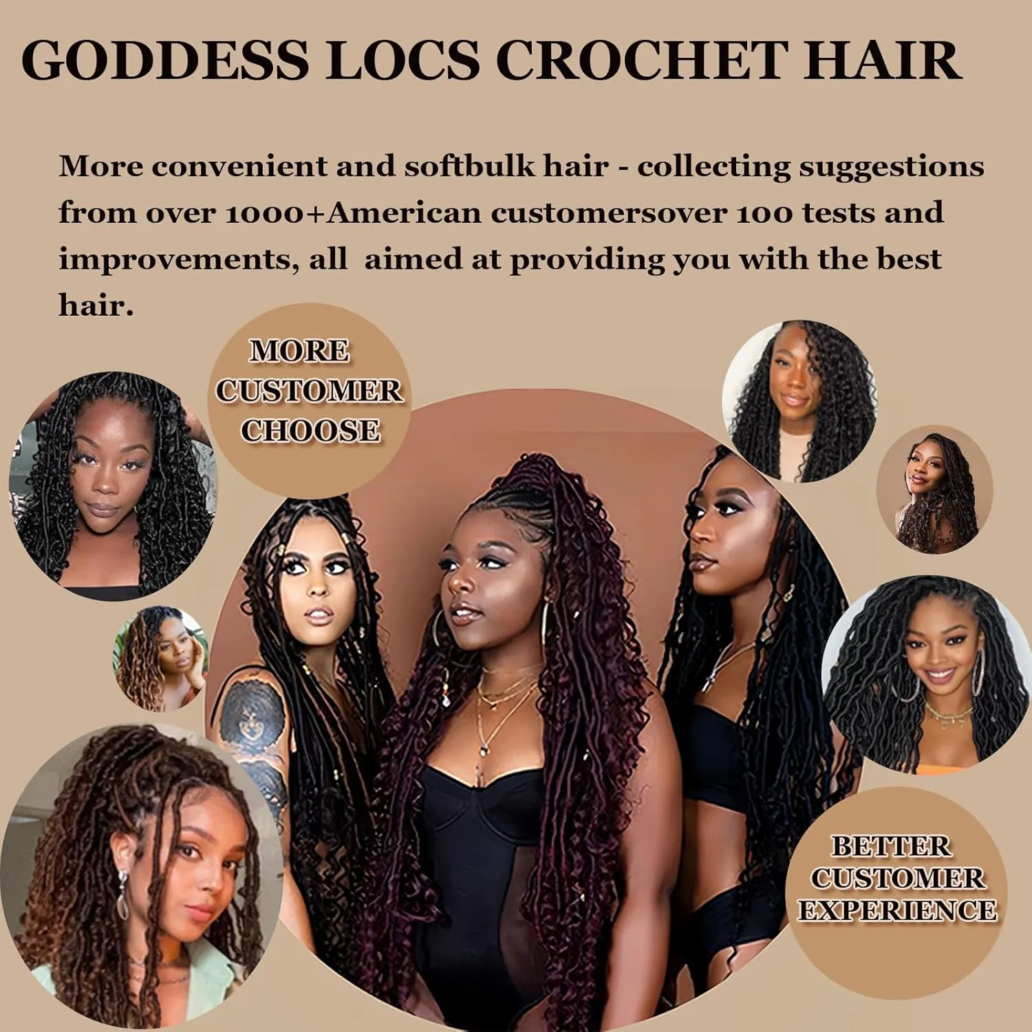 Goddess Locs Crochet Hair for Black Women, Pre-looped Faux Locs with Curly Ends Long River Locs Crochet Hair for Black Women Hair Extensions(1B/BUG,18 Inch)