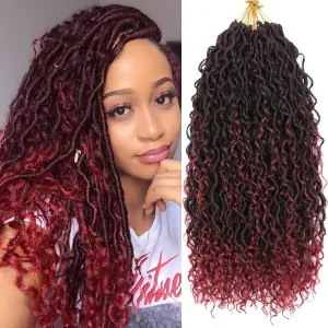Goddess Locs Crochet Hair for Black Women, Pre-looped Faux Locs with Curly Ends Long River Locs Crochet Hair for Black Women Hair Extensions(1B/BUG,18 Inch)