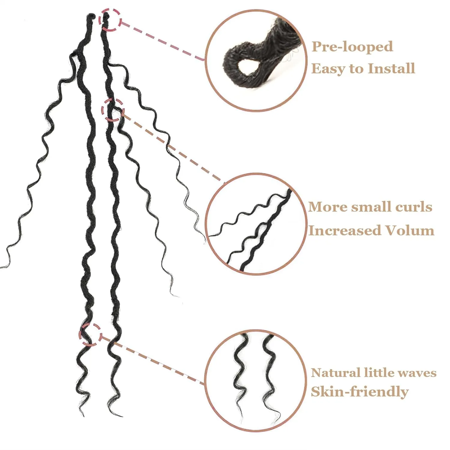 Goddess Locs Crochet Hair for Black Women, Pre-looped Faux Locs with Curly Ends Long River Locs Crochet Hair for Black Women Hair Extensions(1B/BUG,18 Inch)