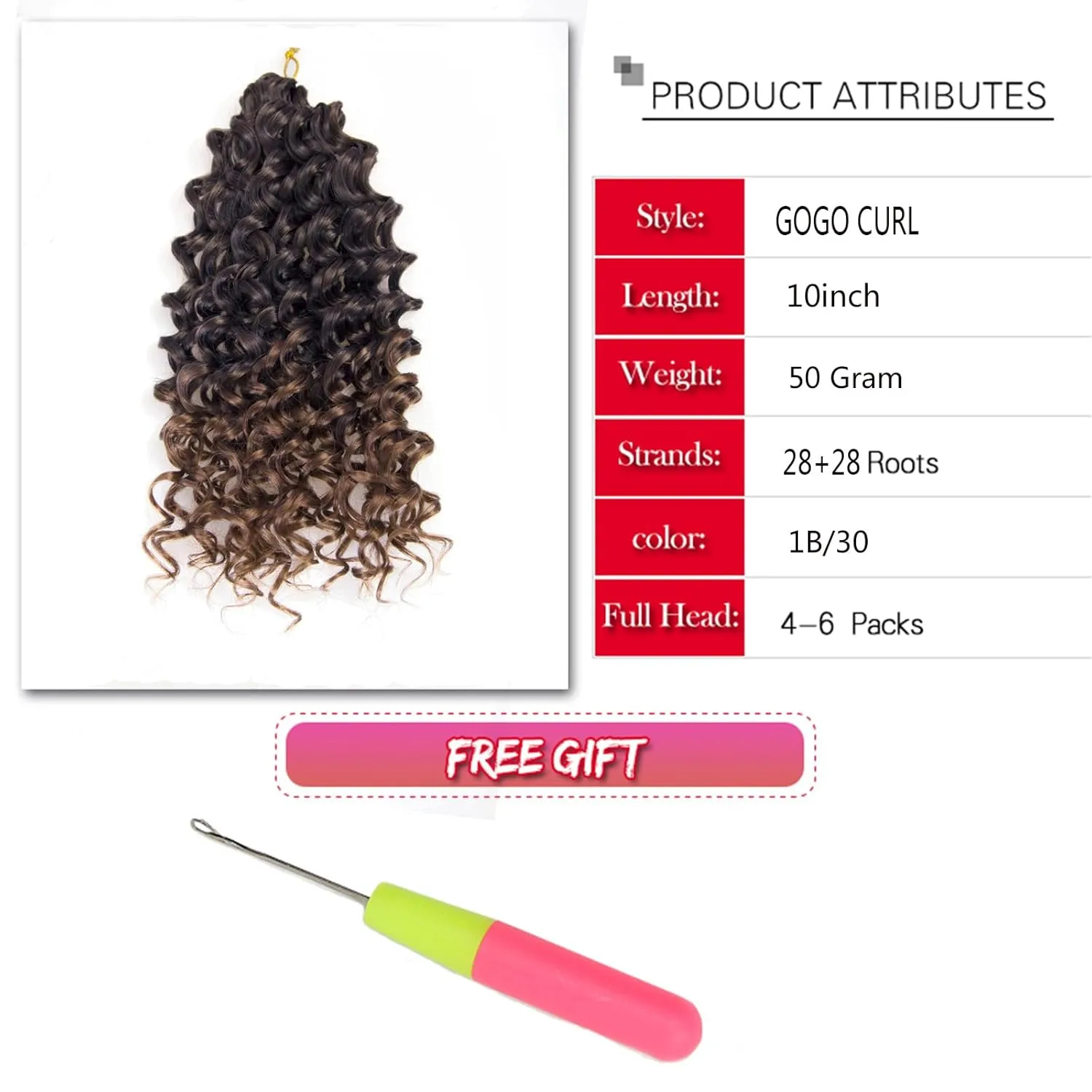 GoGo Curl Crochet hair 10inch Beach Curl Crochet hair Bohemian Crochet Braids Ombre Blonde Deep Wave Braiding hair Extensions (5Packs,1B/30)