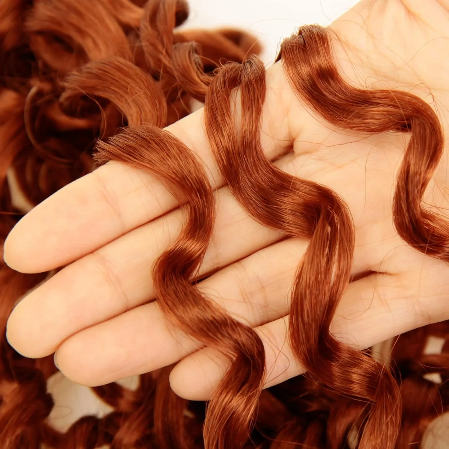 GoGo Curl Crochet hair 18inch Water Wave Crochet hair Synthetic Bohemian Crochet Braid Ginger Deep Wave Braiding hair Extensions (5Packs,#350)
