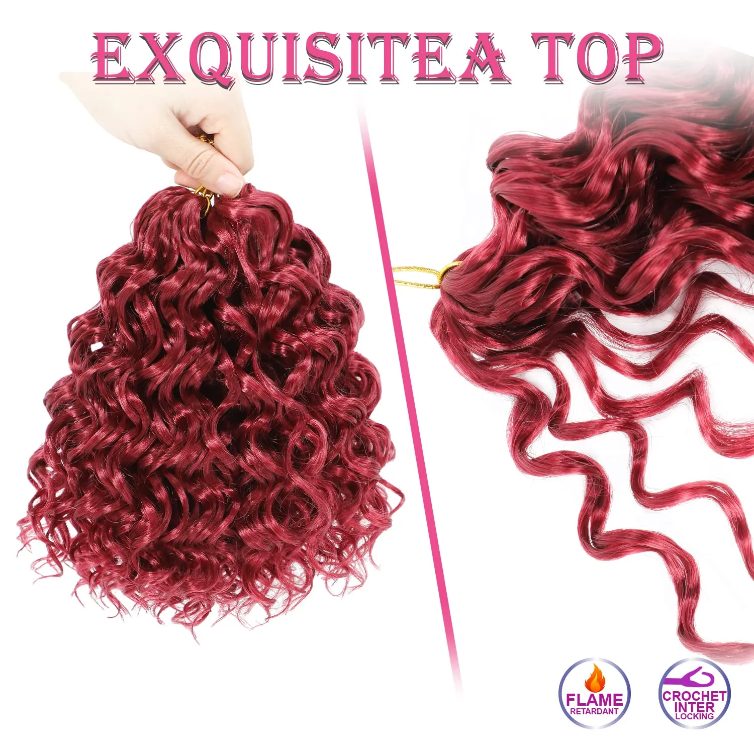 Gogo Curl Crochet Hair 8 Inch 6 Packs Short Curly Crochet Hair for Black Women Beach Curl Water Wave Curly Crochet Braids Hair, Deep Wave Synthetic Braiding Hair Extensions (8 inch Bug)