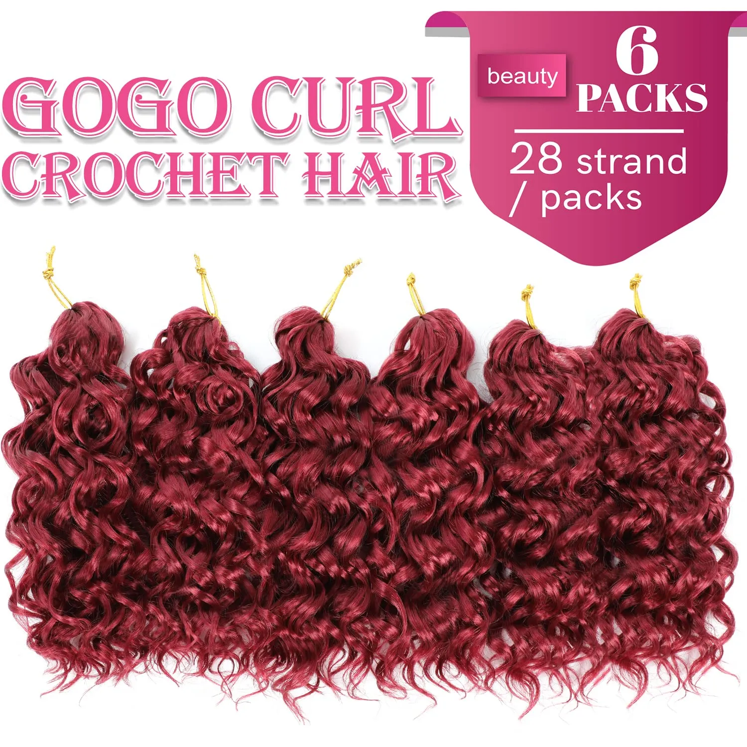 Gogo Curl Crochet Hair 8 Inch 6 Packs Short Curly Crochet Hair for Black Women Beach Curl Water Wave Curly Crochet Braids Hair, Deep Wave Synthetic Braiding Hair Extensions (8 inch Bug)