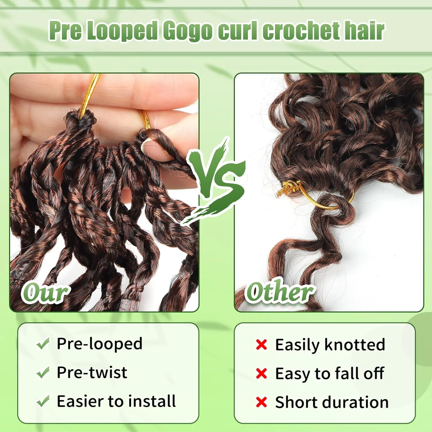 Gogo Curl Crochet Hair 8 Packs Ocean Wave Crochet Hair Pre Looped Deep Twist Goddess Box Braids Curly Water Wave Synthetic Braiding Hair For Black Women (#T350, 12 Inch (Pack of 8))
