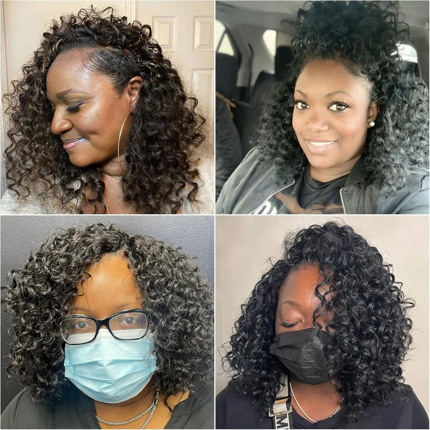GoGo Curl Crochet hair for Black Women Short Beach Curl Bohemian Crochet Braids Natural Black Deep Wave Braiding hair Extensions (10inch,5Packs,1B)