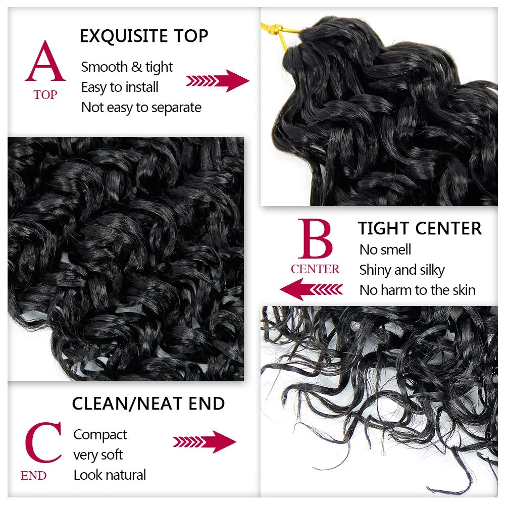 GoGo Curl Crochet hair for Black Women Short Beach Curl Bohemian Crochet Braids Natural Black Deep Wave Braiding hair Extensions (10inch,5Packs,1B)