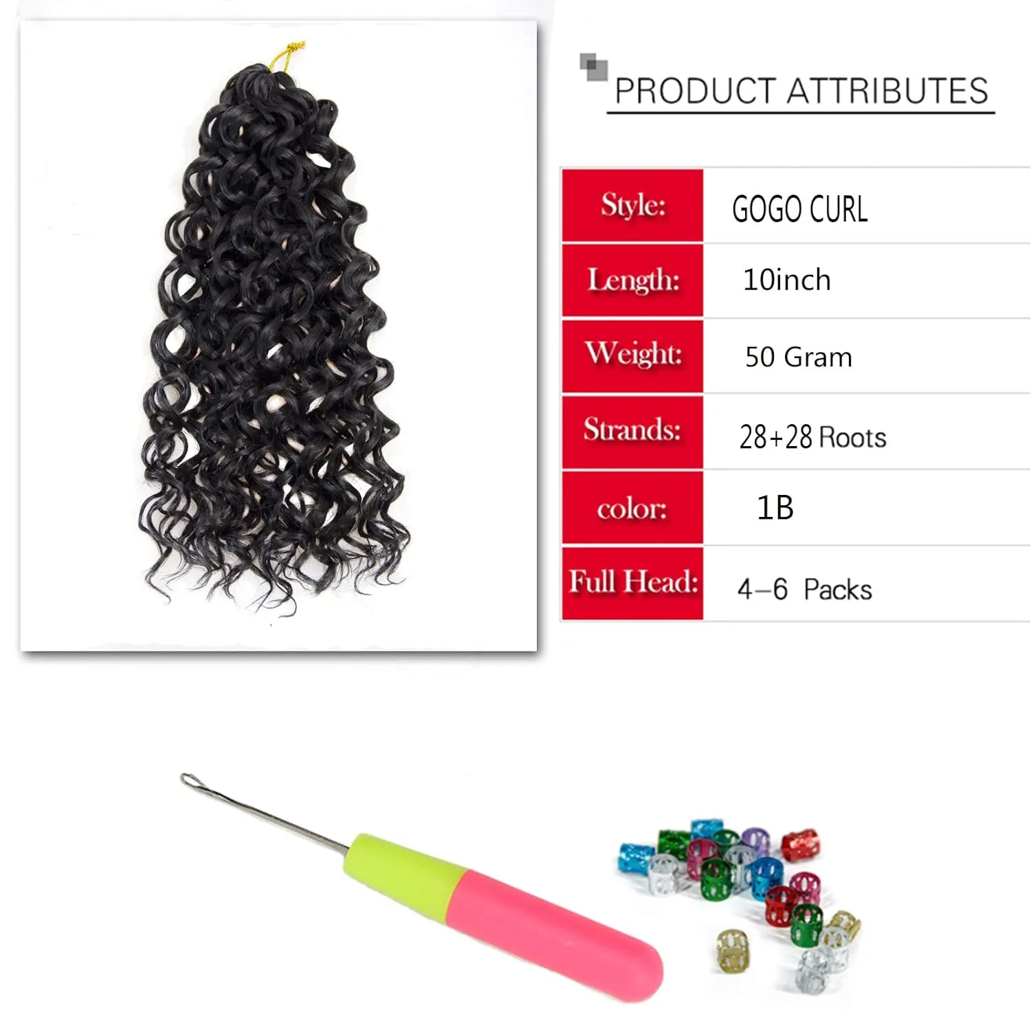 GoGo Curl Crochet hair for Black Women Short Beach Curl Bohemian Crochet Braids Natural Black Deep Wave Braiding hair Extensions (10inch,5Packs,1B)