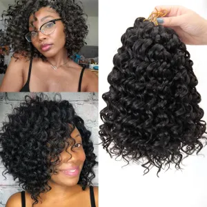 GoGo Curl Crochet hair for Black Women Short Beach Curl Bohemian Crochet Braids Natural Black Deep Wave Braiding hair Extensions (10inch,5Packs,1B)